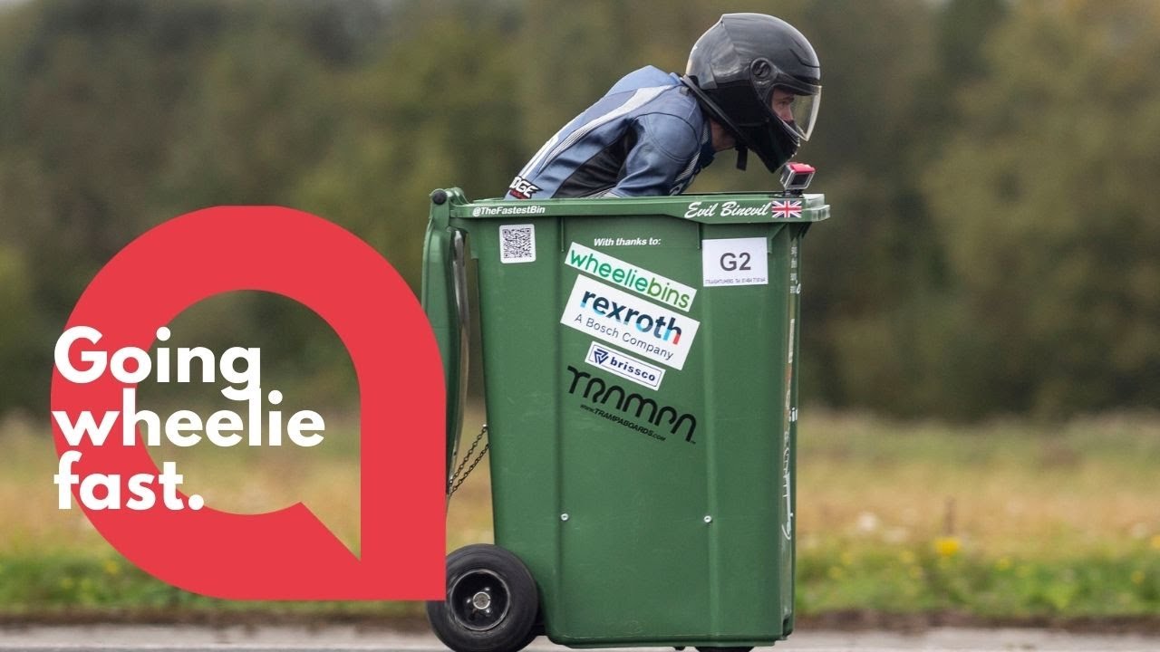 Engineer sets new Guinness World Record reaching 40mph - in a WHEELIE BIN | SWNS